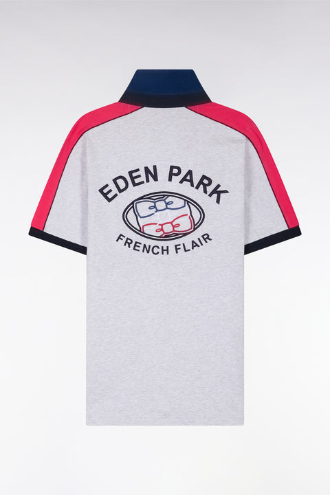 Straight cut and sew short-sleeved rugby jersey in white cotton - Image 2