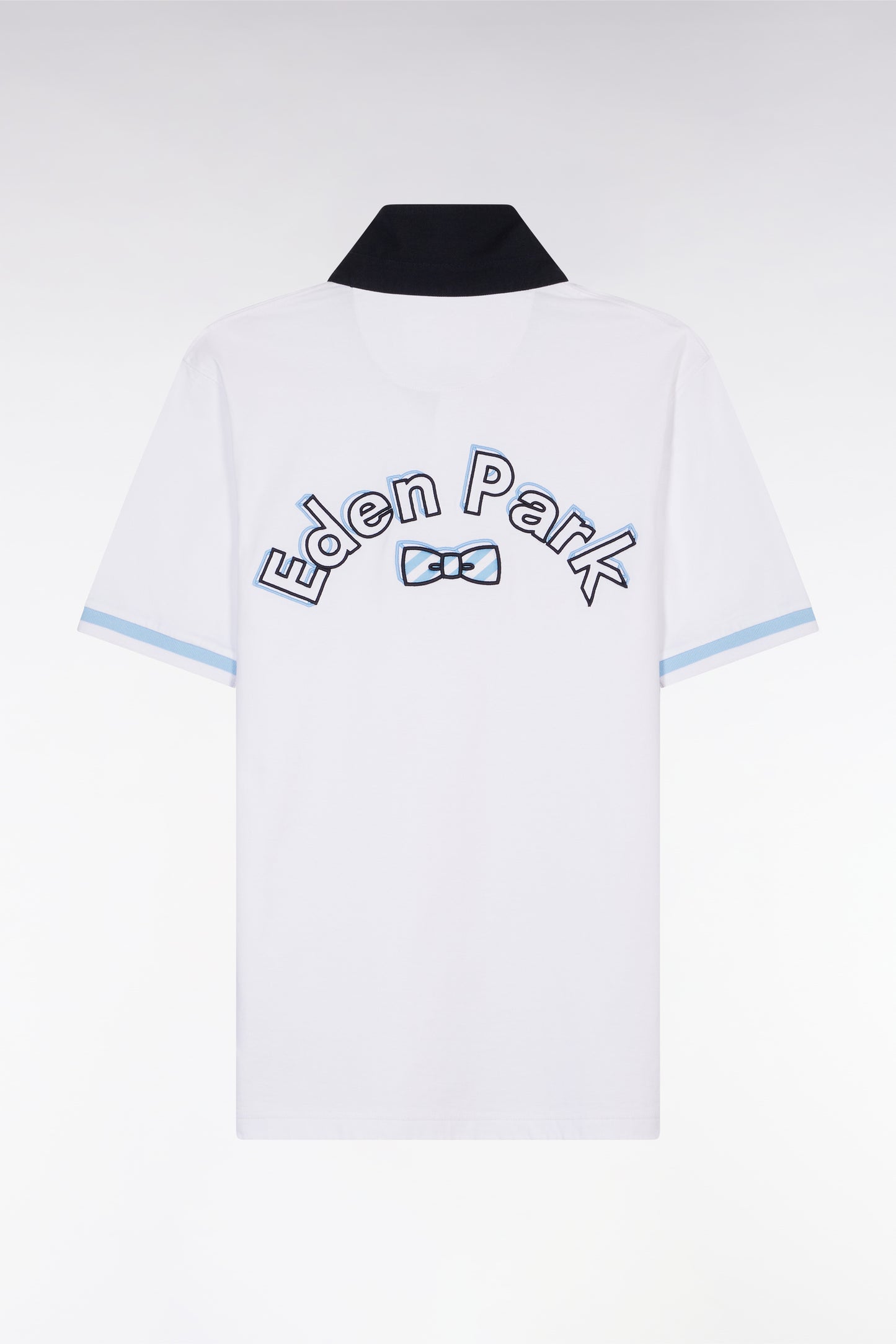 Straight-cut white cotton short-sleeved rugby shirt with Eden Park back embroidery