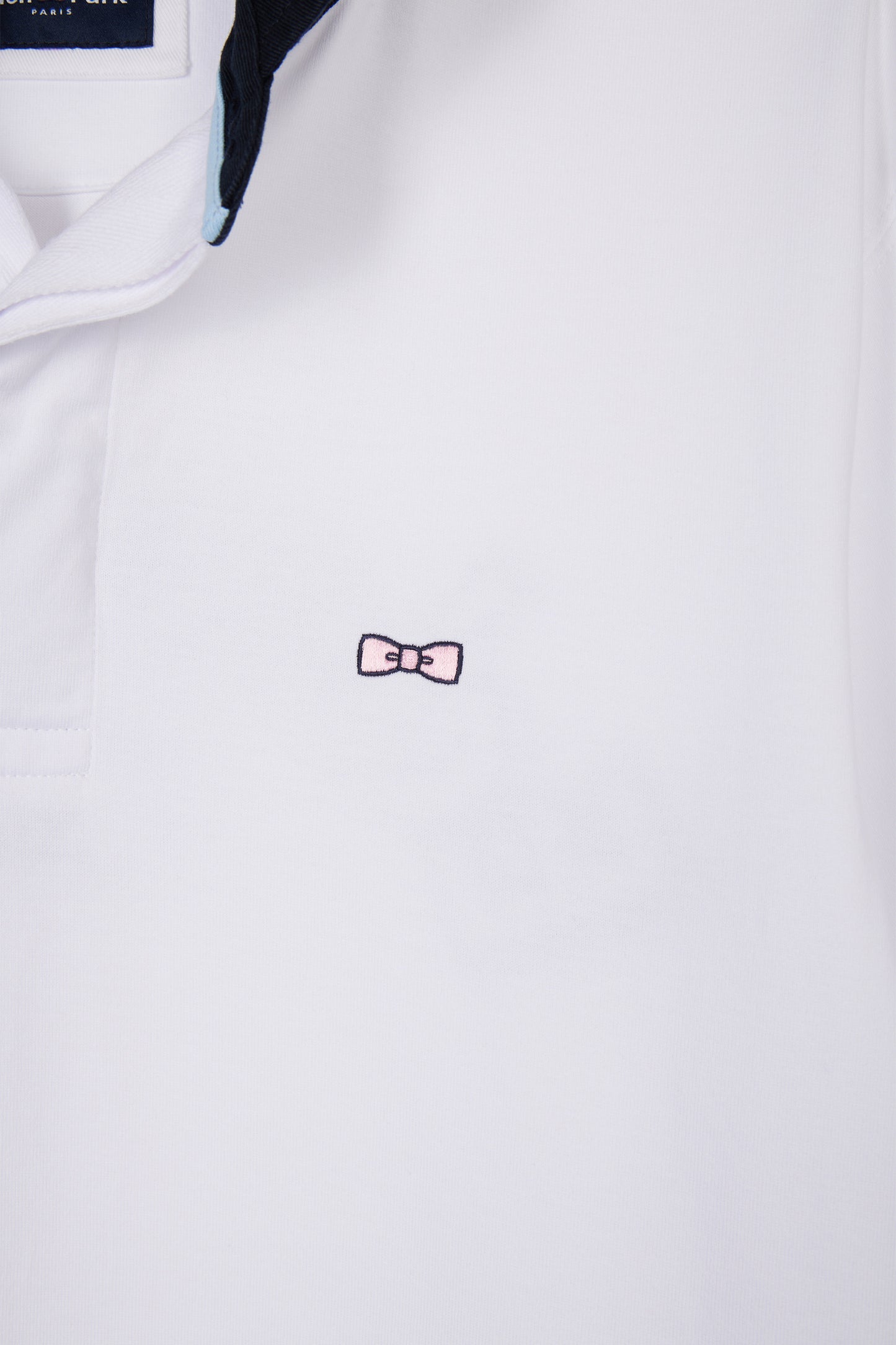 Straight-cut white cotton short-sleeved rugby shirt with Eden Park back embroidery