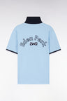 Straight-cut sky blue cotton short-sleeved rugby shirt with Eden Park back embroidery