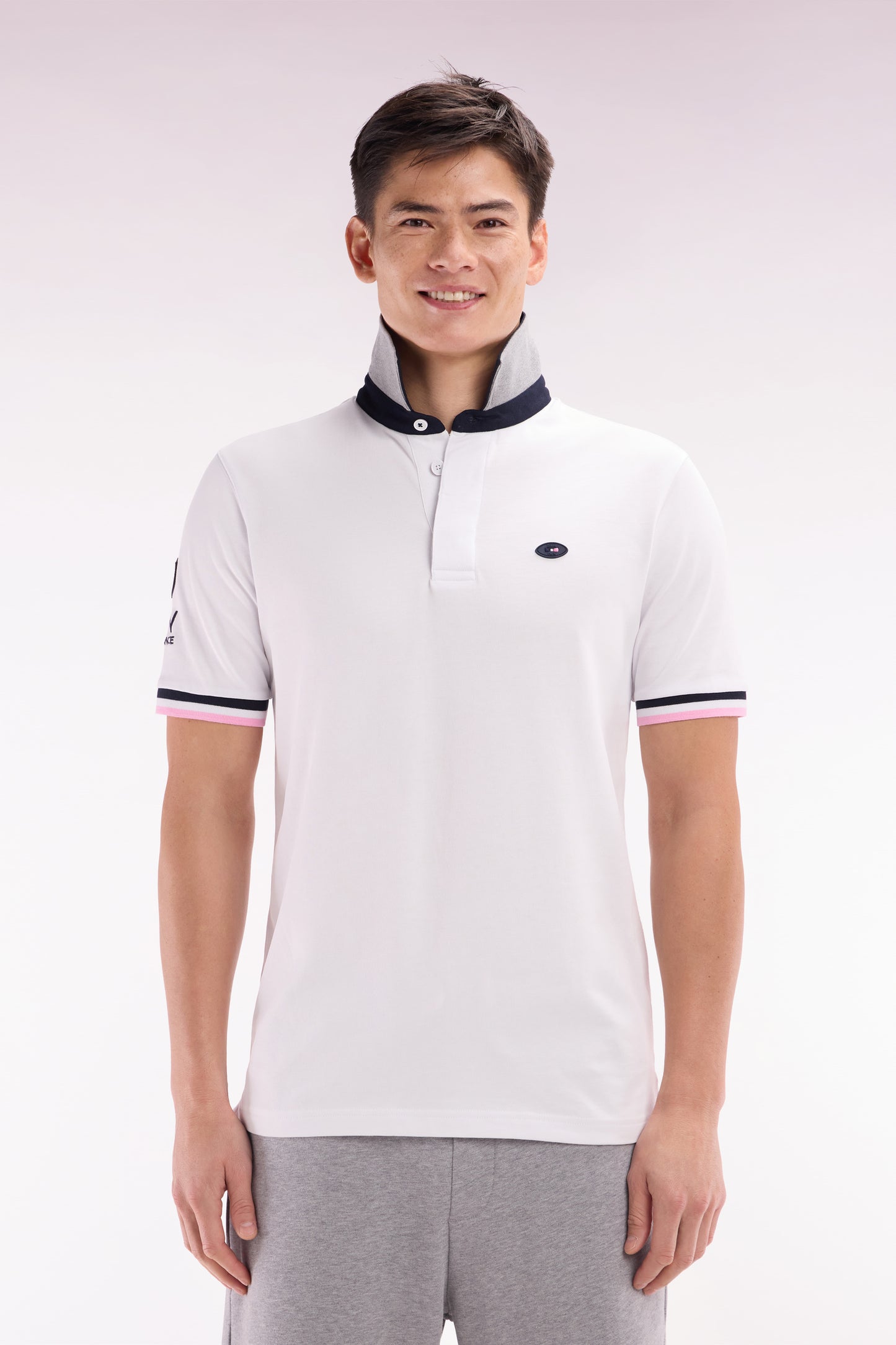 XV de France short-sleeved rugby shirt in white cotton with back embroidery