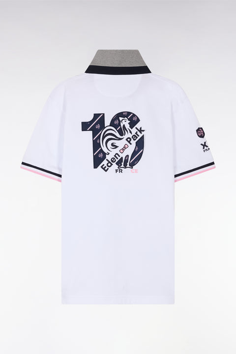 XV de France short-sleeved rugby shirt in white cotton with back embroidery - Image 2