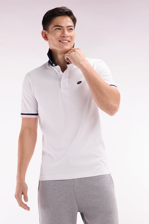 XV de France short-sleeved rugby shirt in white cotton with back embroidery - Image 3