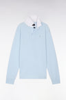 Straight-cut sky blue Pima cotton long-sleeved rugby shirt