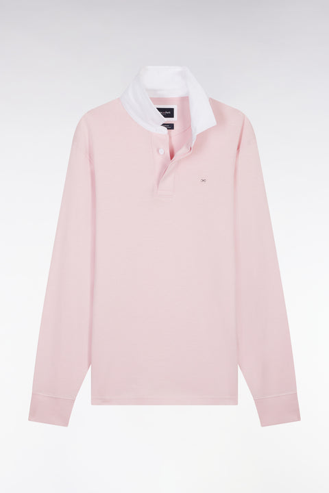 Straight-cut pink Pima cotton long-sleeved rugby shirt - Image 2