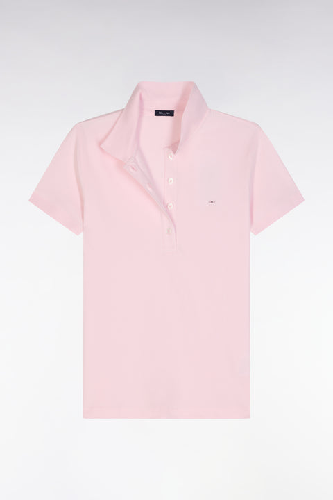 Polo à manches courtes en piqué de coton stretch rose coupe ajustée - Image 2