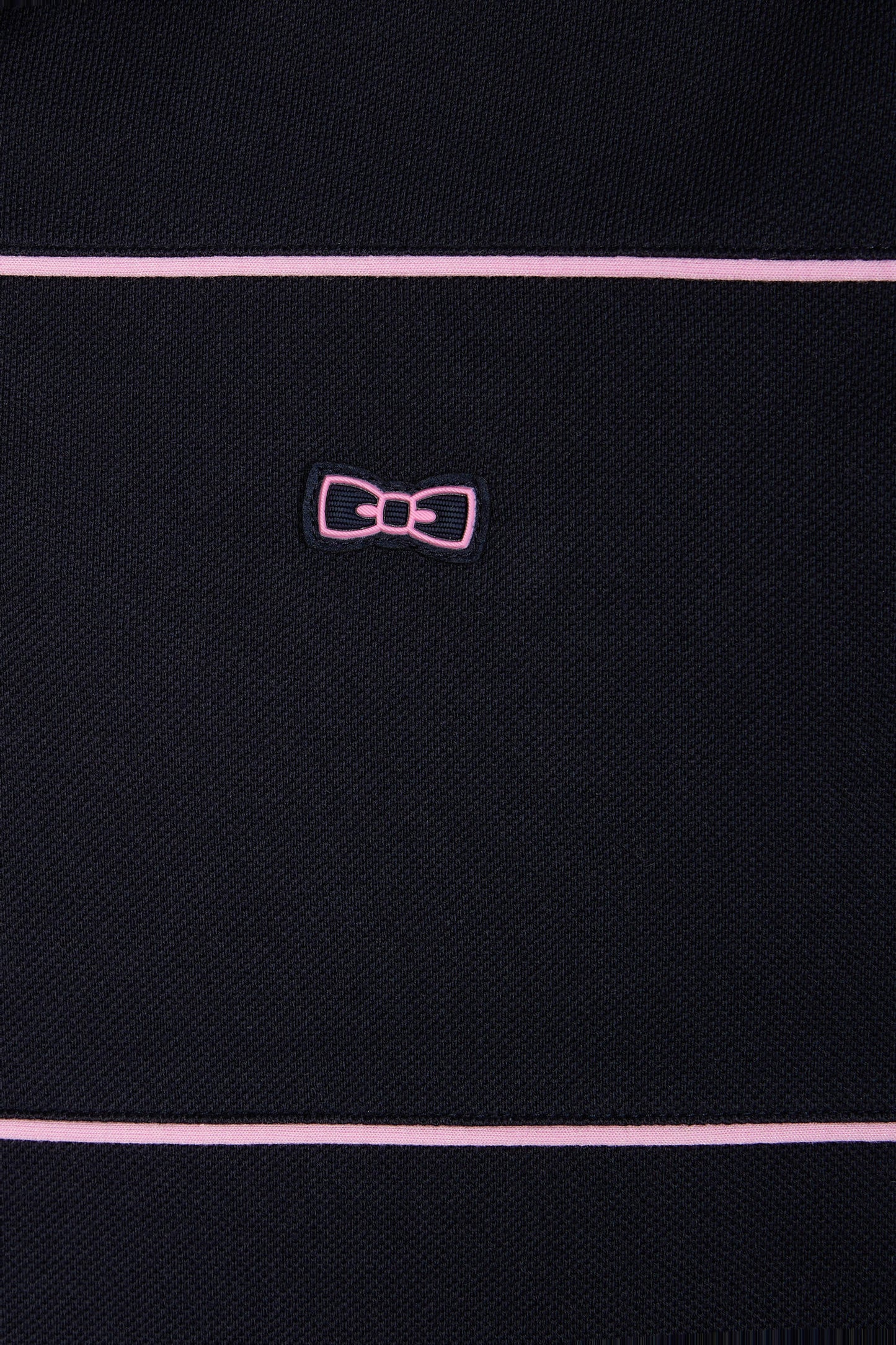 Straight-fit short-sleeved polo shirt in navy cotton piqué with piped cut-outs