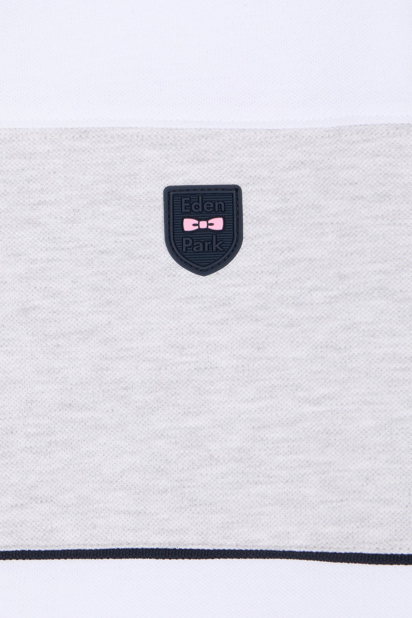 Slim-fit short-sleeved polo shirt in white stretch mottled cotton piqué with contrasting accents