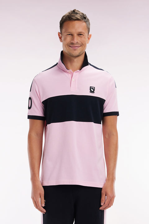 Relaxed-fit New Zealand short-sleeved polo shirt in pink cotton - Image 1
