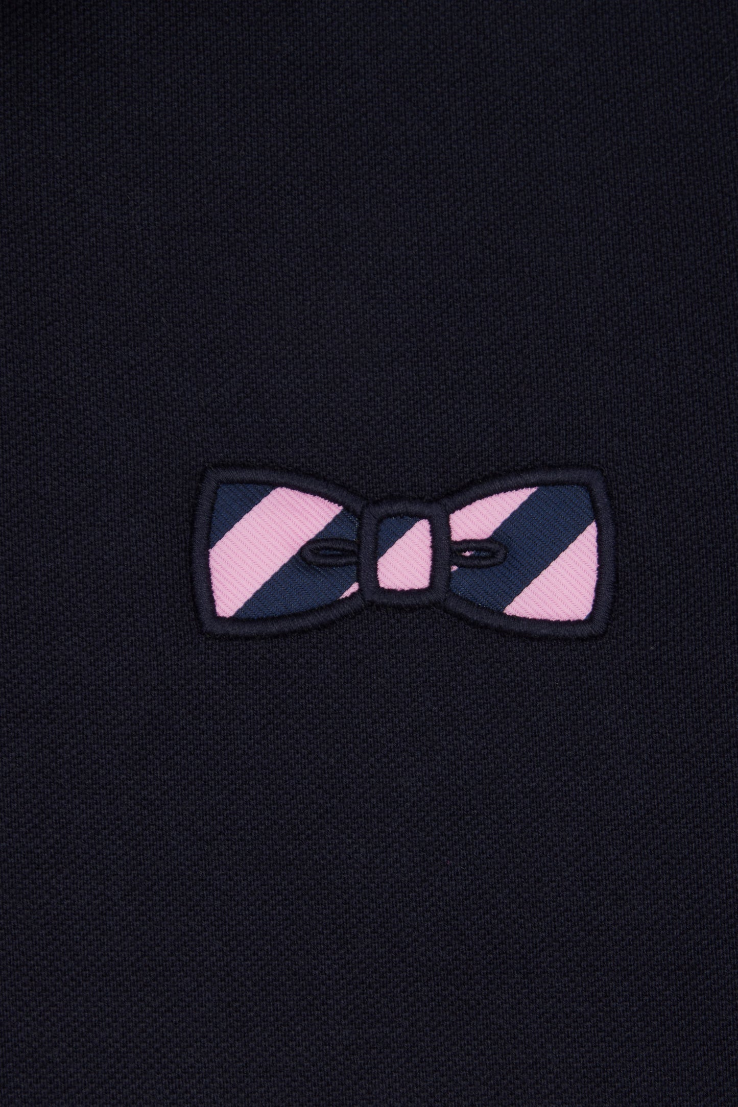 Straight-fit short-sleeved polo shirt in navy cotton with striped undercollar
