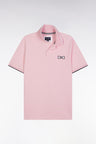 Polo à manches courtes en coton rose broderie ton sur ton coupe décontractée