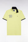Relaxed-fit short-sleeved polo shirt in yellow cotton with 10 embroidery