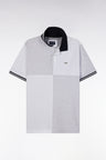 Relaxed-fit cut and sew short-sleeved polo shirt in grey cotton