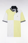 Relaxed-fit cut and sew short-sleeved polo shirt in yellow cotton
