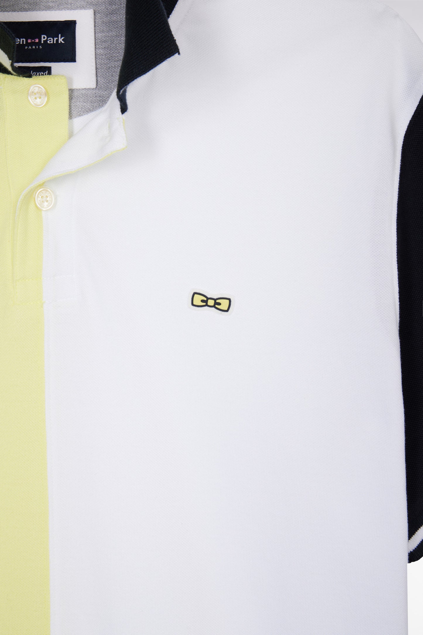 Relaxed-fit two-tone yellow and white short-sleeved cotton polo shirt