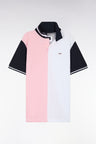 Relaxed-fit two-tone pink and white short-sleeved cotton polo shirt