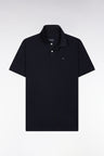 Straight-fit short-sleeved polo shirt in navy Pima cotton