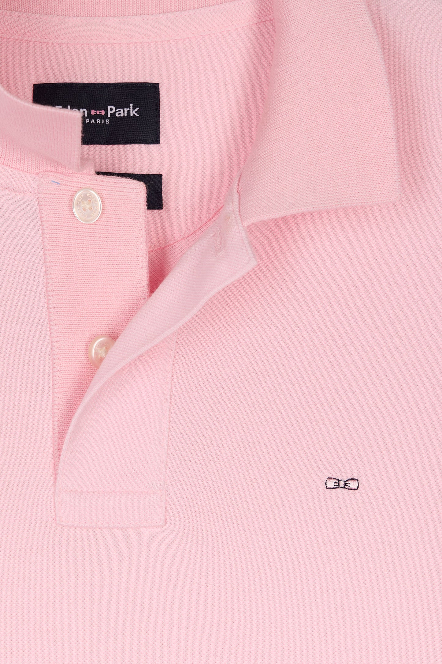 Straight-fit short-sleeved polo shirt in light pink Pima cotton