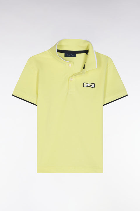Polo à manches courtes en coton jaune coupe droite - Image 1