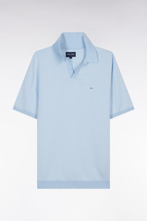 Straight-cut sky blue cotton polo neck jumper - Image 2