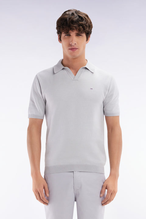 Straight-cut grey cotton polo neck jumper - Image 1