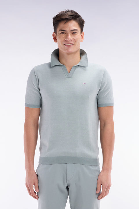 Straight-cut light grey cotton polo neck jumper - Image 1