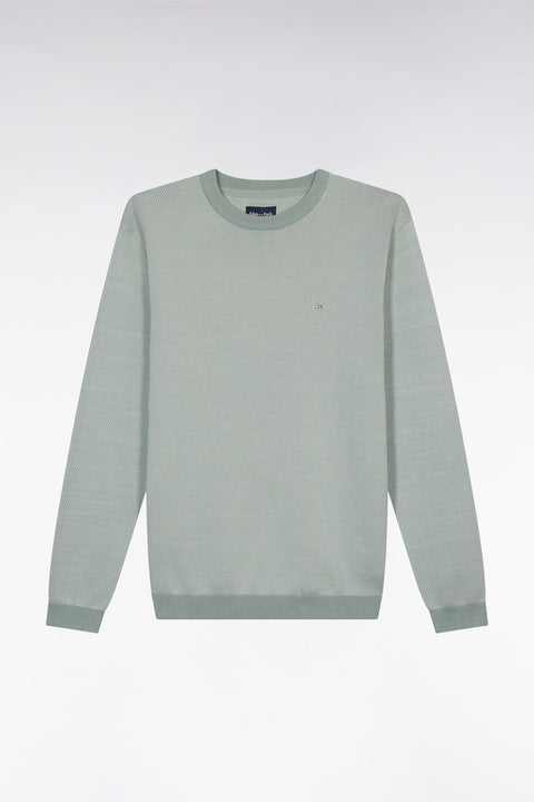 Pull en coton à col rond en coton gris coupe droite - Image 2