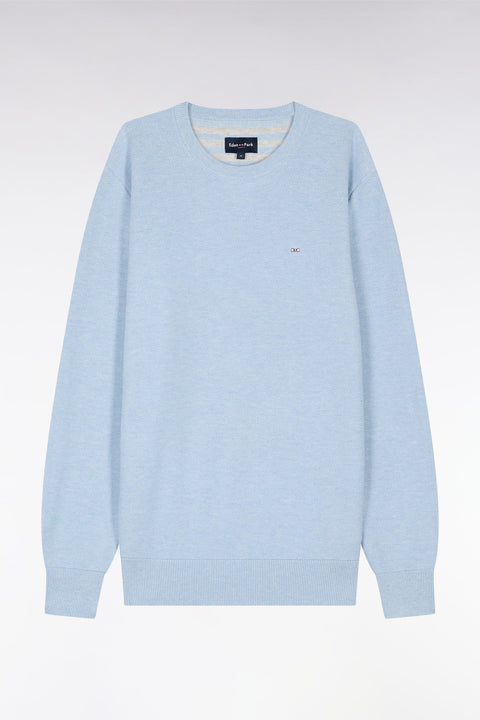 Straight-fit sky blue honeycomb cotton crew neck jumper - Image 2