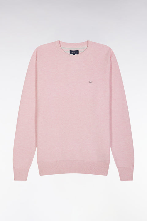 Straight-fit pink honeycomb cotton crew neck jumper - Image 2