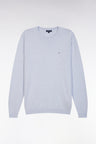 Straight-fit grey cotton-silk blend crewneck jumper