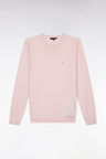 Straight-fit pink cotton-silk blend crewneck jumper