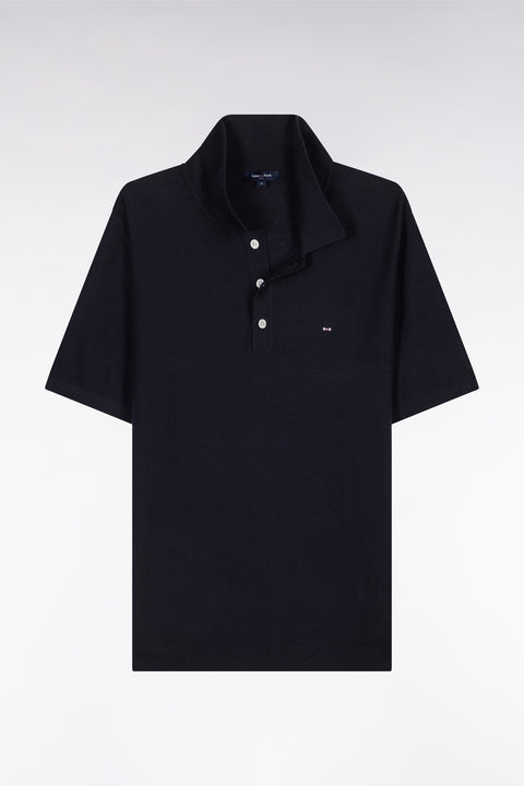 Straight-fit short sleeves navy polo collar jumper - Image 2