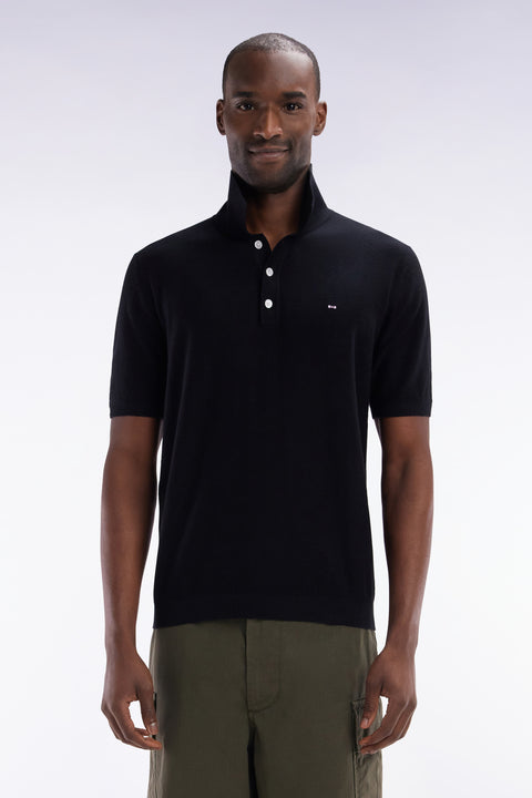 Straight-fit sleeveless black polo collar jumper - Image 1