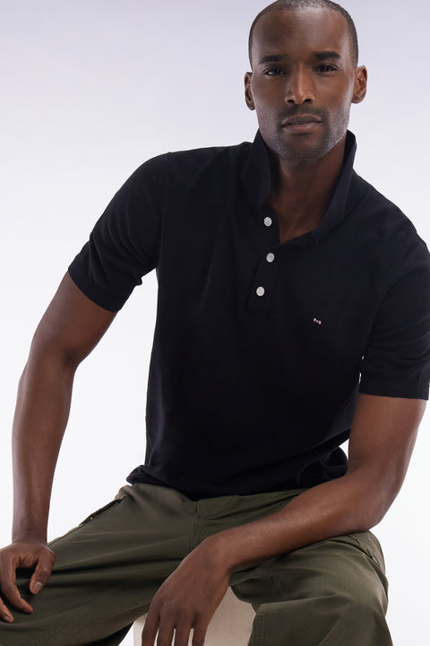 Straight-fit sleeveless black polo collar jumper - Image 3