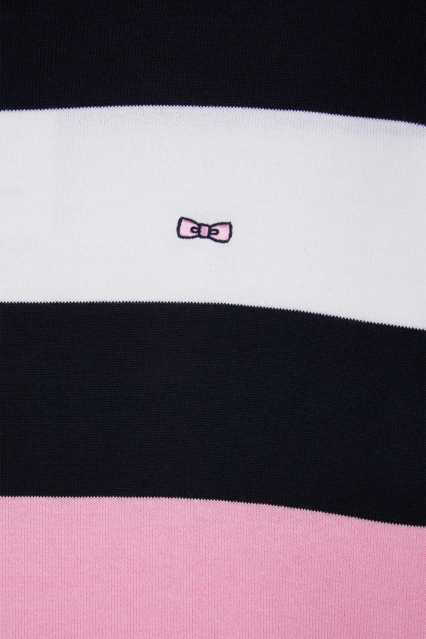 Round collar striped jumper in pink and white cotton