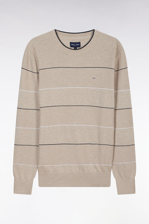 Round-neck beige cotton jumper - Image 2