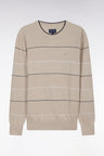 Round-neck beige cotton jumper