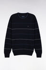 Round-neck navy cotton jumper