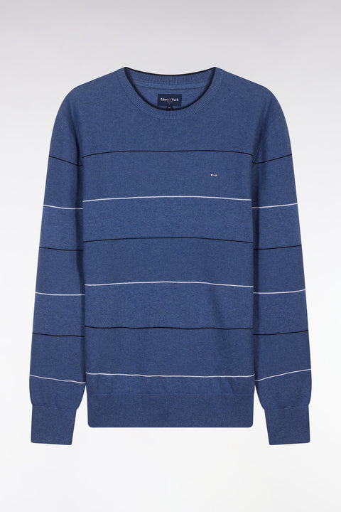 Round-neck blue cotton jumper - Image 2