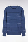 Round-neck blue cotton jumper