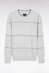 Round-neck grey cotton jumper