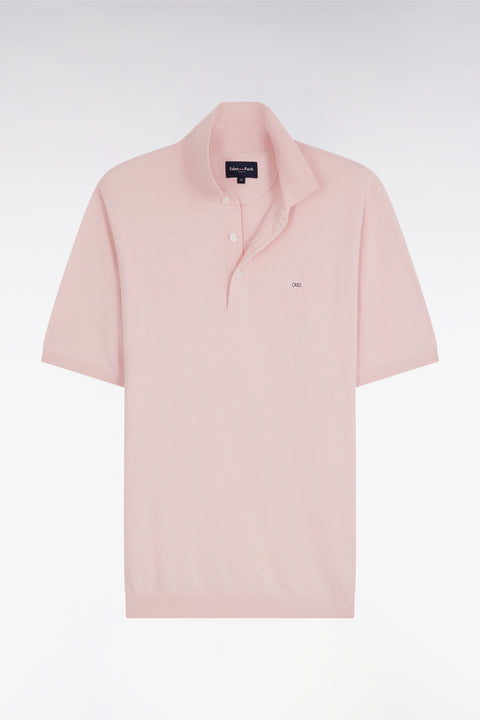 Straight-fit pink cotton-silk-blend polo neck jumper - Image 1