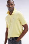 Yellow cotton and silk blend polo-neck sweater, straight cut