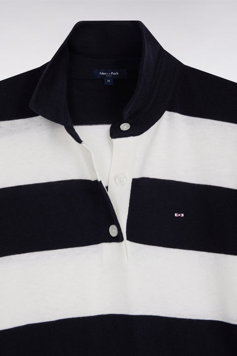 Pull cerclé à col maillot en coton biologique et cachemire marine coupe décontractée - Image 3