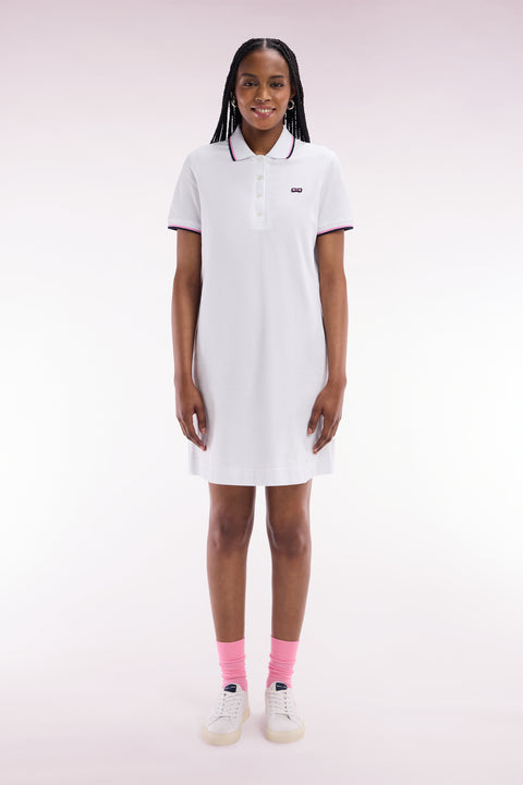 Robe maillot en coton blanc à détails tricolores - Image 3