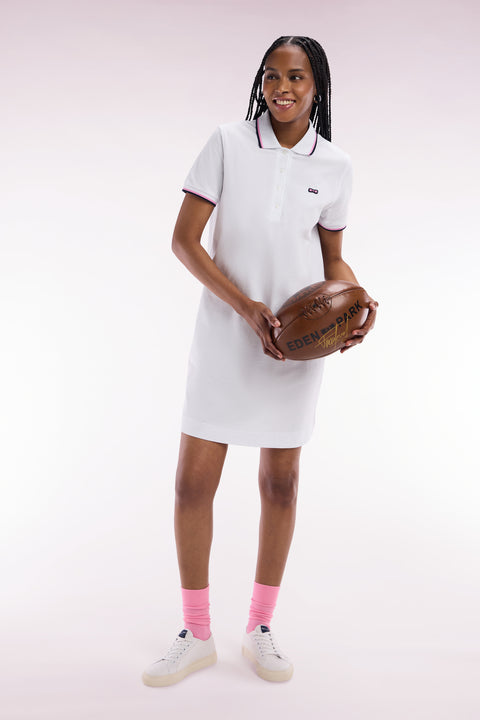 Robe maillot en coton blanc à détails tricolores - Image 1