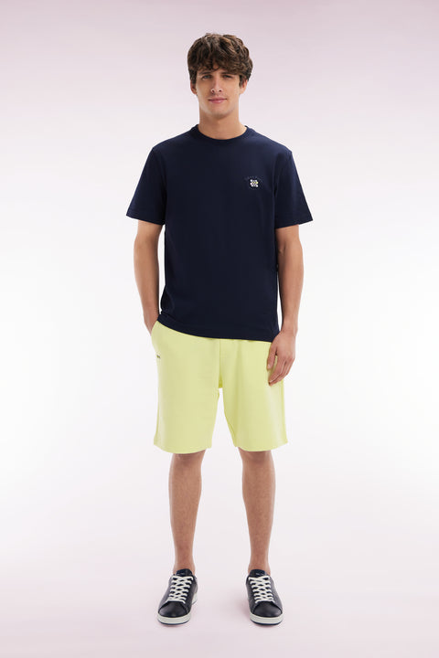 Relaxed fit yellow cotton fleece shorts - Image 1