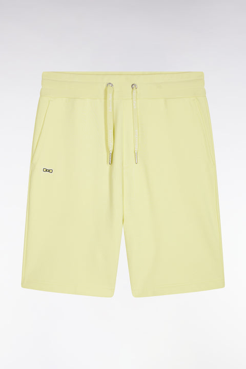Relaxed fit yellow cotton fleece shorts - Image 2