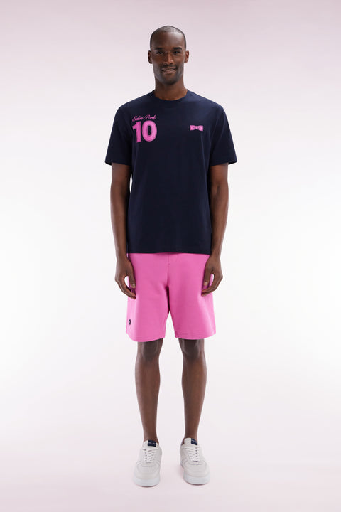Relaxed-fit pink cotton fleece shorts - Image 1