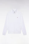 Sweatshirt zippé en coton blanc coupe droite